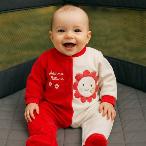 Βρεφικό Ολόσωμο Φορμάκι Βαμβακερό Bodysuit orange flower